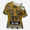 Aotearoa Iwi Ngāti Tama ki Te Waipounamu Trust Cross Shoulder Shirt Maori Wharenui House Tribal Pattern