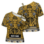 Aotearoa Iwi Ngāti Tama ki Te Waipounamu Trust Cross Shoulder Shirt Maori Wharenui House Tribal Pattern