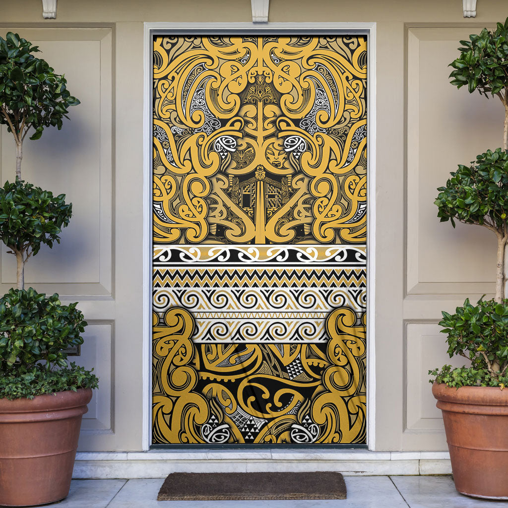 Aotearoa Iwi Ngāti Tama ki Te Waipounamu Trust Door Cover Maori Wharenui House Tribal Pattern