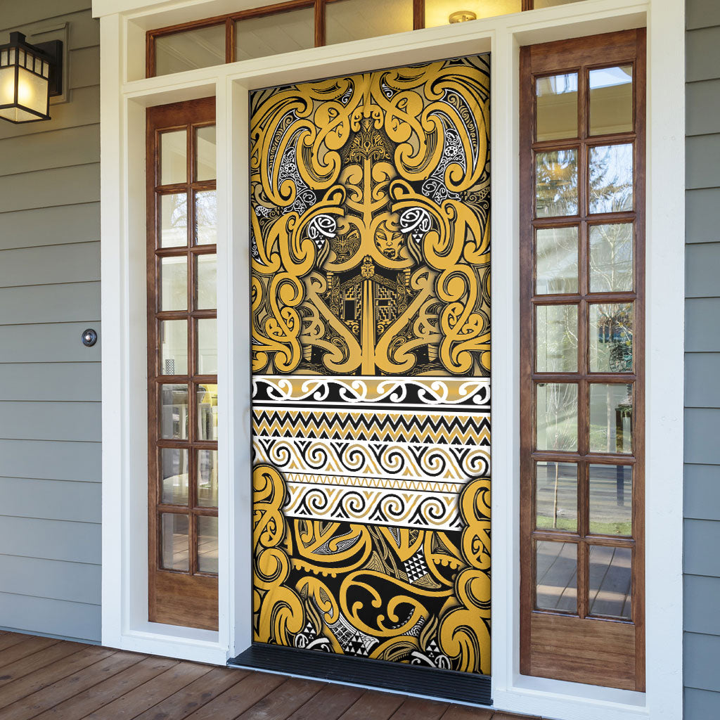 Aotearoa Iwi Ngāti Tama ki Te Waipounamu Trust Door Cover Maori Wharenui House Tribal Pattern