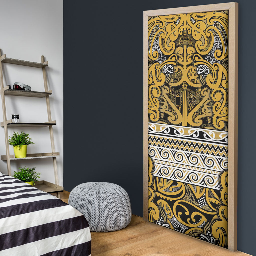 Aotearoa Iwi Ngāti Tama ki Te Waipounamu Trust Door Cover Maori Wharenui House Tribal Pattern