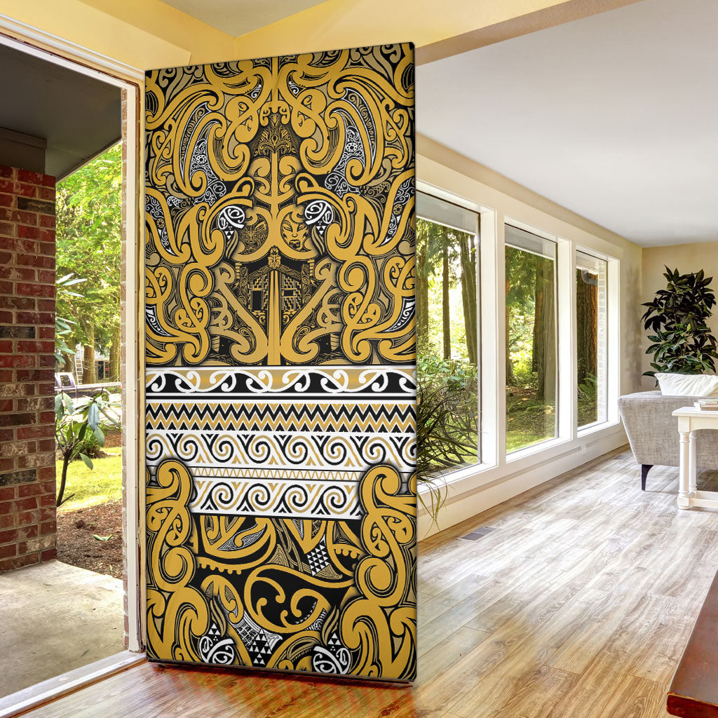Aotearoa Iwi Ngāti Tama ki Te Waipounamu Trust Door Cover Maori Wharenui House Tribal Pattern