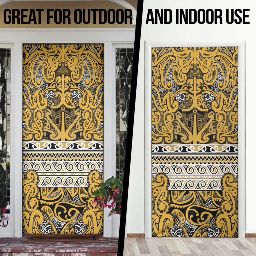 Aotearoa Iwi Ngāti Tama ki Te Waipounamu Trust Door Cover Maori Wharenui House Tribal Pattern