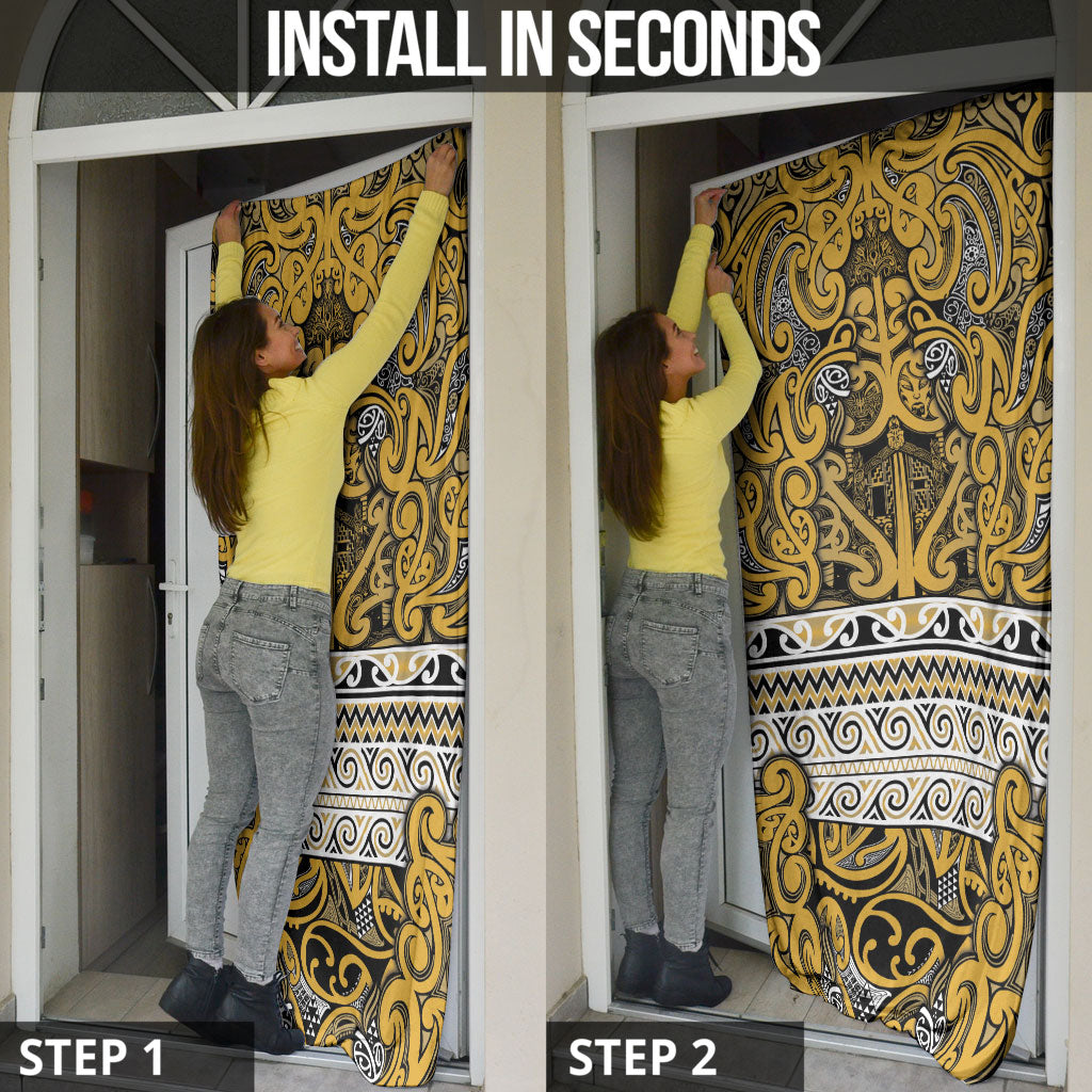 Aotearoa Iwi Ngāti Tama ki Te Waipounamu Trust Door Cover Maori Wharenui House Tribal Pattern