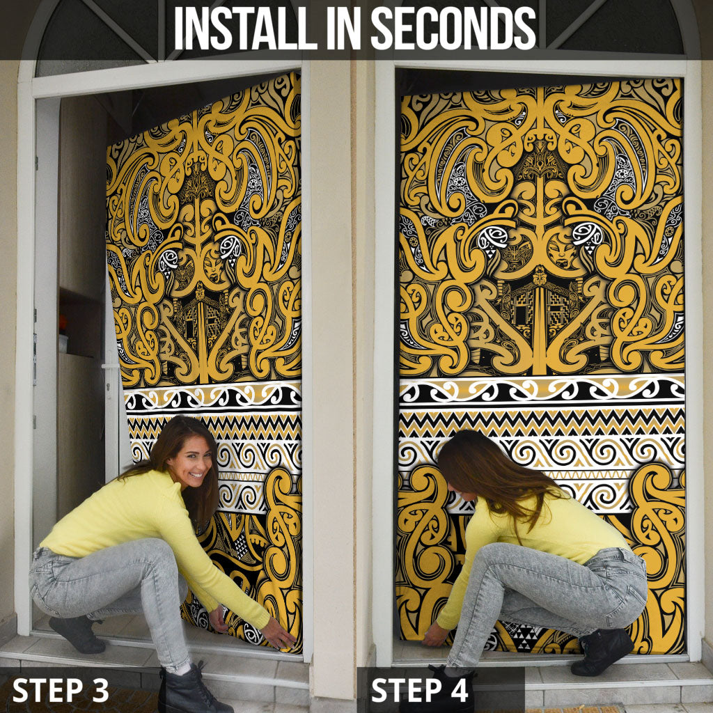 Aotearoa Iwi Ngāti Tama ki Te Waipounamu Trust Door Cover Maori Wharenui House Tribal Pattern