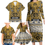 Aotearoa Iwi Ngāti Tama ki Te Waipounamu Trust Family Matching Long Sleeve Bodycon Dress and Hawaiian Shirt Maori Wharenui House Tribal Pattern