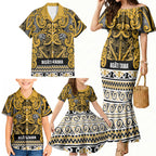 Aotearoa Iwi Ngāti Tama ki Te Waipounamu Trust Family Matching Mermaid Dress and Hawaiian Shirt Maori Wharenui House Tribal Pattern