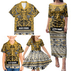 Aotearoa Iwi Ngāti Tama ki Te Waipounamu Trust Family Matching Puletasi and Hawaiian Shirt Maori Wharenui House Tribal Pattern
