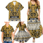 Aotearoa Iwi Ngāti Tama ki Te Waipounamu Trust Family Matching Summer Maxi Dress and Hawaiian Shirt Maori Wharenui House Tribal Pattern