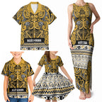 Aotearoa Iwi Ngāti Tama ki Te Waipounamu Trust Family Matching Tank Maxi Dress and Hawaiian Shirt Maori Wharenui House Tribal Pattern