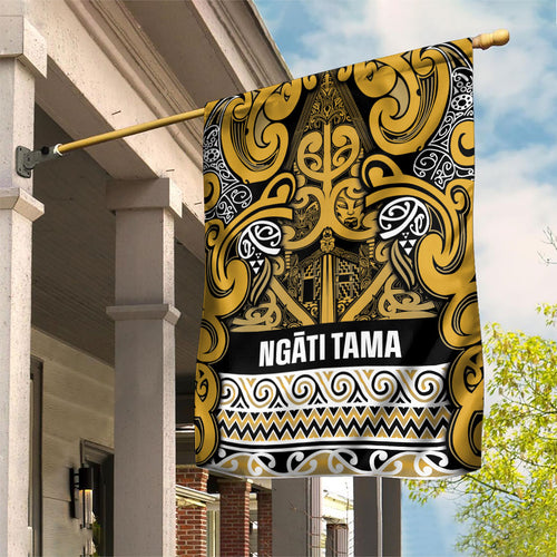 Aotearoa Iwi Ngāti Tama ki Te Waipounamu Trust Garden Flag Maori Wharenui House Tribal Pattern