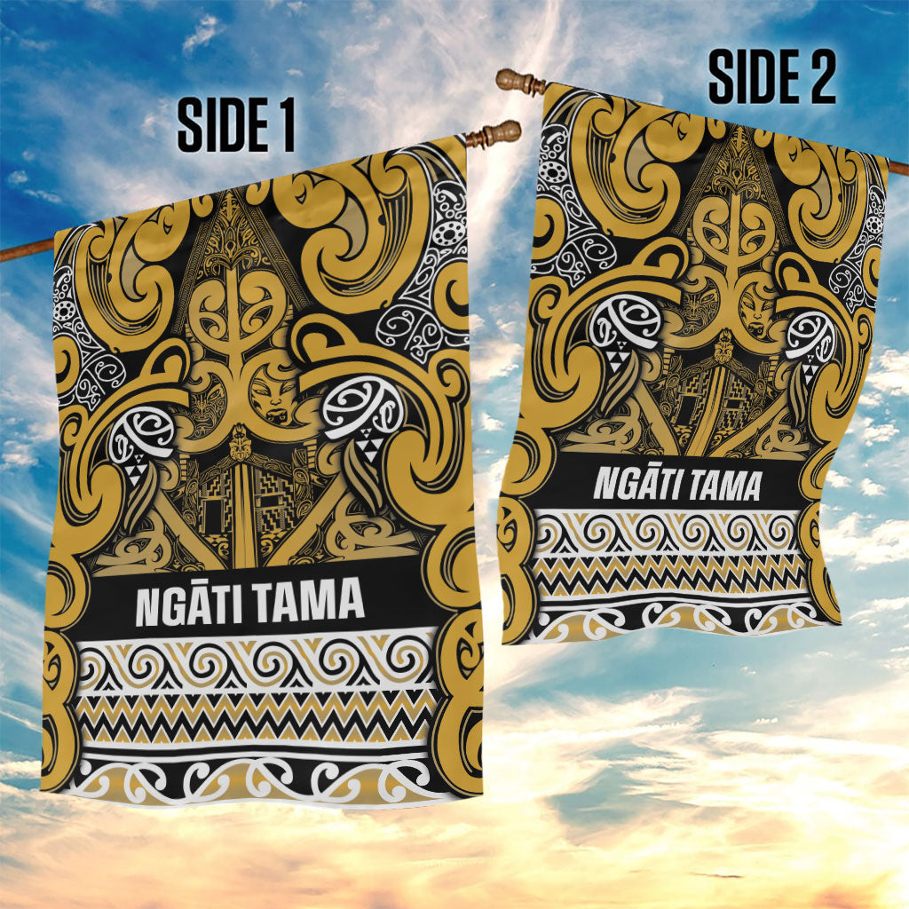 Aotearoa Iwi Ngāti Tama ki Te Waipounamu Trust Garden Flag Maori Wharenui House Tribal Pattern