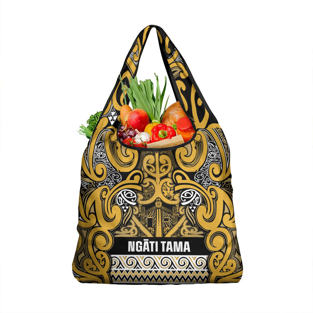 Aotearoa Iwi Ngāti Tama ki Te Waipounamu Trust Grocery Bag Maori Wharenui House Tribal Pattern