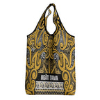 Aotearoa Iwi Ngāti Tama ki Te Waipounamu Trust Grocery Bag Maori Wharenui House Tribal Pattern