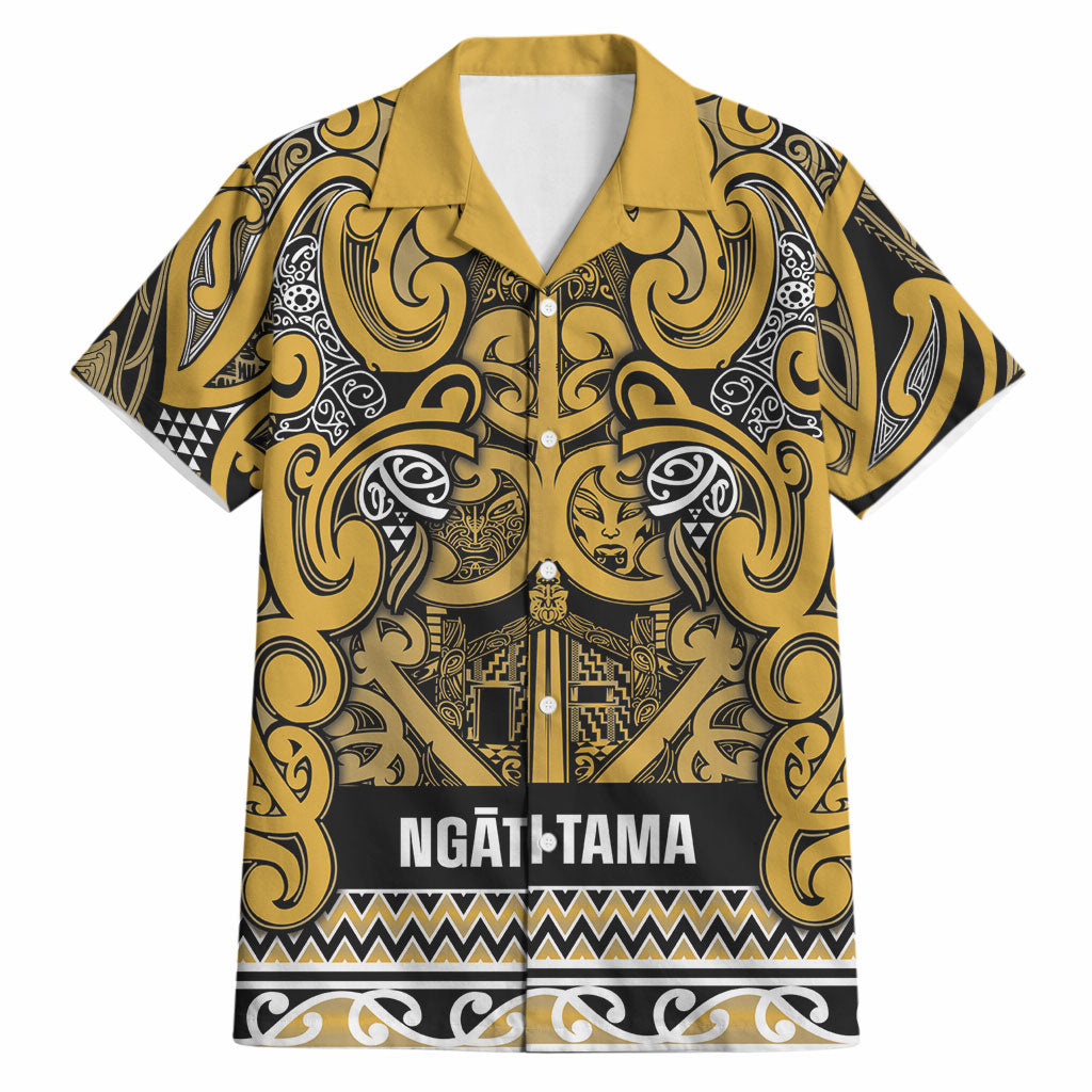Aotearoa Iwi Ngāti Tama ki Te Waipounamu Trust Hawaiian Shirt Maori Wharenui House Tribal Pattern