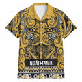 Aotearoa Iwi Ngāti Tama ki Te Waipounamu Trust Hawaiian Shirt Maori Wharenui House Tribal Pattern