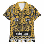 Aotearoa Iwi Ngāti Tama ki Te Waipounamu Trust Hawaiian Shirt Maori Wharenui House Tribal Pattern