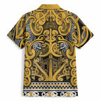 Aotearoa Iwi Ngāti Tama ki Te Waipounamu Trust Hawaiian Shirt Maori Wharenui House Tribal Pattern