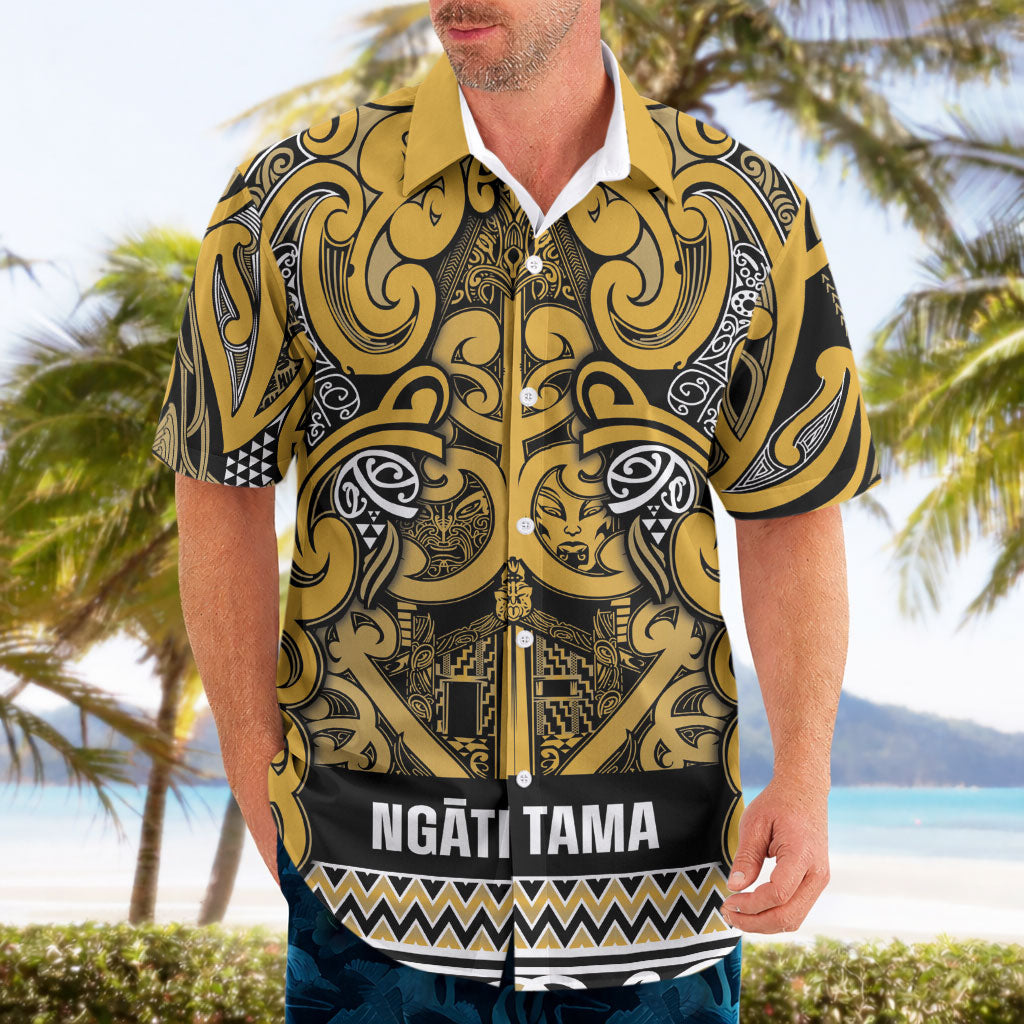 Aotearoa Iwi Ngāti Tama ki Te Waipounamu Trust Hawaiian Shirt Maori Wharenui House Tribal Pattern