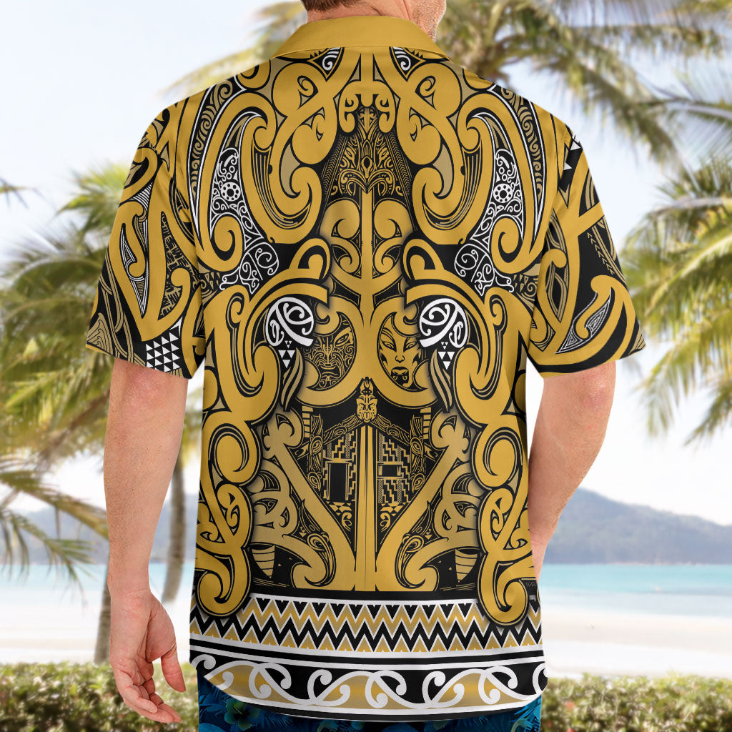 Aotearoa Iwi Ngāti Tama ki Te Waipounamu Trust Hawaiian Shirt Maori Wharenui House Tribal Pattern