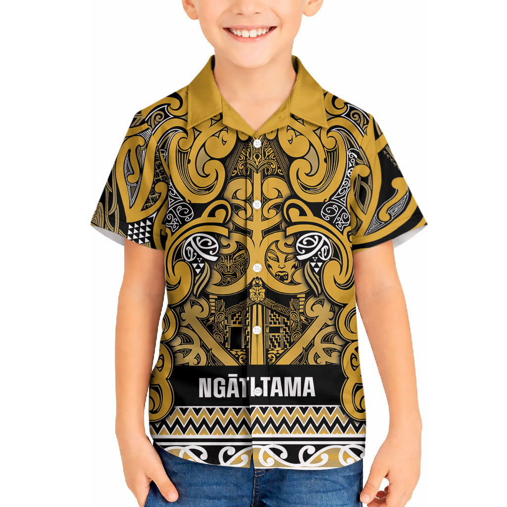 Aotearoa Iwi Ngāti Tama ki Te Waipounamu Trust Hawaiian Shirt Maori Wharenui House Tribal Pattern