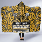 Aotearoa Iwi Ngāti Tama ki Te Waipounamu Trust Hooded Blanket Maori Wharenui House Tribal Pattern