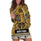 Aotearoa Iwi Ngāti Tama ki Te Waipounamu Trust Hoodie Dress Maori Wharenui House Tribal Pattern
