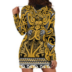 Aotearoa Iwi Ngāti Tama ki Te Waipounamu Trust Hoodie Dress Maori Wharenui House Tribal Pattern