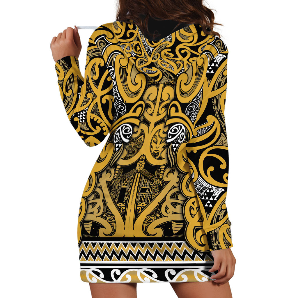 Aotearoa Iwi Ngāti Tama ki Te Waipounamu Trust Hoodie Dress Maori Wharenui House Tribal Pattern