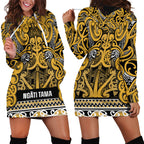 Aotearoa Iwi Ngāti Tama ki Te Waipounamu Trust Hoodie Dress Maori Wharenui House Tribal Pattern