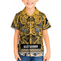 Aotearoa Iwi Ngāti Tama ki Te Waipounamu Trust Kid Hawaiian Shirt Maori Wharenui House Tribal Pattern