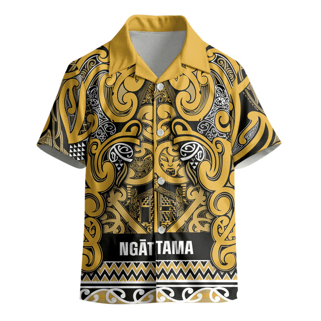 Aotearoa Iwi Ngāti Tama ki Te Waipounamu Trust Kid Hawaiian Shirt Maori Wharenui House Tribal Pattern
