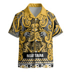 Aotearoa Iwi Ngāti Tama ki Te Waipounamu Trust Kid Hawaiian Shirt Maori Wharenui House Tribal Pattern