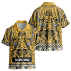 Aotearoa Iwi Ngāti Tama ki Te Waipounamu Trust Kid Hawaiian Shirt Maori Wharenui House Tribal Pattern