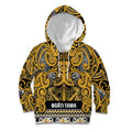 Aotearoa Iwi Ngāti Tama ki Te Waipounamu Trust Kid Hoodie Maori Wharenui House Tribal Pattern