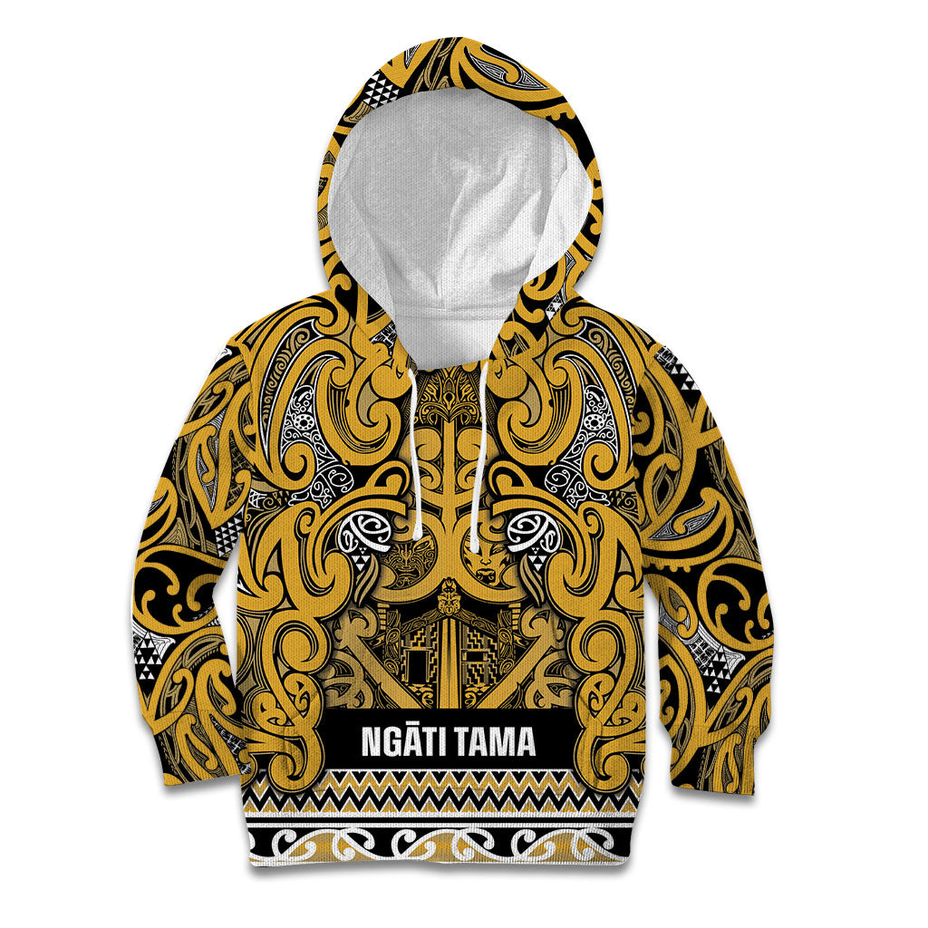 Aotearoa Iwi Ngāti Tama ki Te Waipounamu Trust Kid Hoodie Maori Wharenui House Tribal Pattern