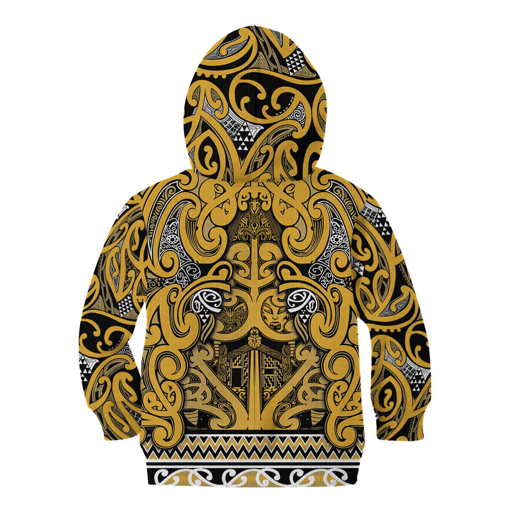 Aotearoa Iwi Ngāti Tama ki Te Waipounamu Trust Kid Hoodie Maori Wharenui House Tribal Pattern