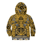 Aotearoa Iwi Ngāti Tama ki Te Waipounamu Trust Kid Hoodie Maori Wharenui House Tribal Pattern