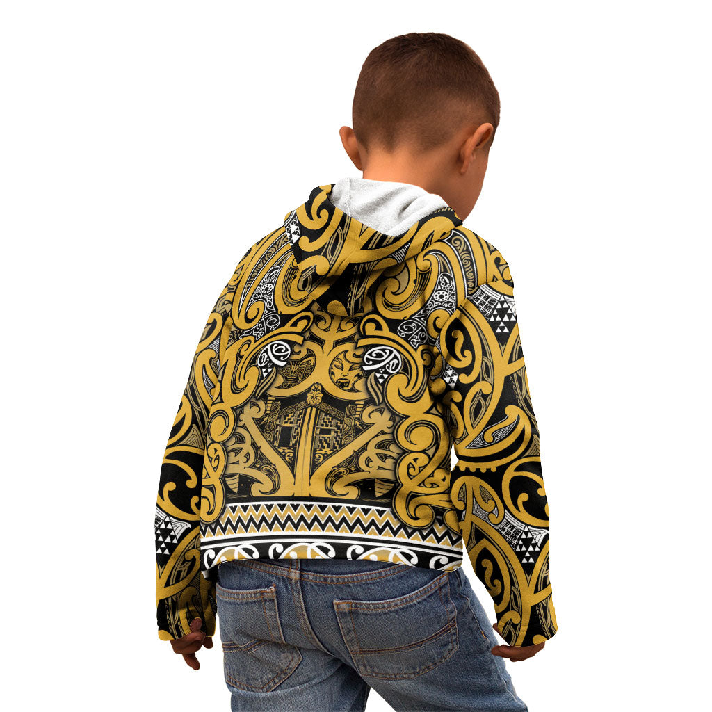 Aotearoa Iwi Ngāti Tama ki Te Waipounamu Trust Kid Hoodie Maori Wharenui House Tribal Pattern