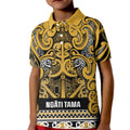 Aotearoa Iwi Ngāti Tama ki Te Waipounamu Trust Kid Polo Shirt Maori Wharenui House Tribal Pattern