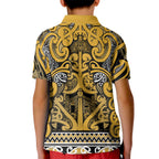 Aotearoa Iwi Ngāti Tama ki Te Waipounamu Trust Kid Polo Shirt Maori Wharenui House Tribal Pattern