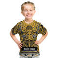Aotearoa Iwi Ngāti Tama ki Te Waipounamu Trust Kid T Shirt Maori Wharenui House Tribal Pattern