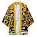 Aotearoa Iwi Ngāti Tama ki Te Waipounamu Trust Kimono Maori Wharenui House Tribal Pattern