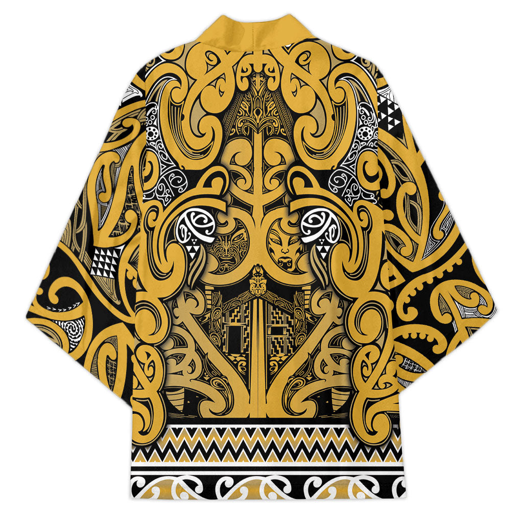 Aotearoa Iwi Ngāti Tama ki Te Waipounamu Trust Kimono Maori Wharenui House Tribal Pattern