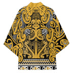 Aotearoa Iwi Ngāti Tama ki Te Waipounamu Trust Kimono Maori Wharenui House Tribal Pattern