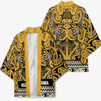 Aotearoa Iwi Ngāti Tama ki Te Waipounamu Trust Kimono Maori Wharenui House Tribal Pattern