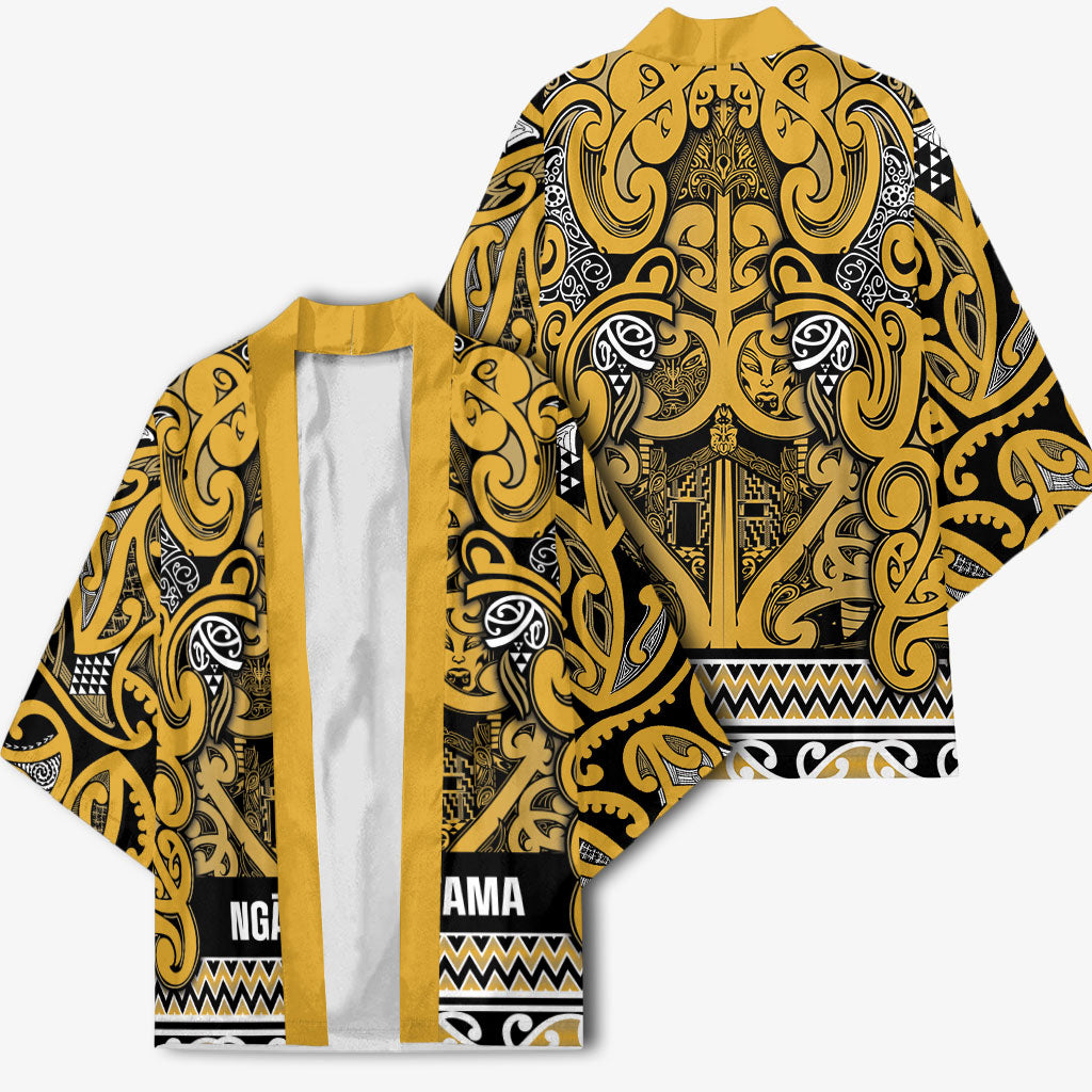 Aotearoa Iwi Ngāti Tama ki Te Waipounamu Trust Kimono Maori Wharenui House Tribal Pattern