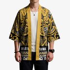 Aotearoa Iwi Ngāti Tama ki Te Waipounamu Trust Kimono Maori Wharenui House Tribal Pattern