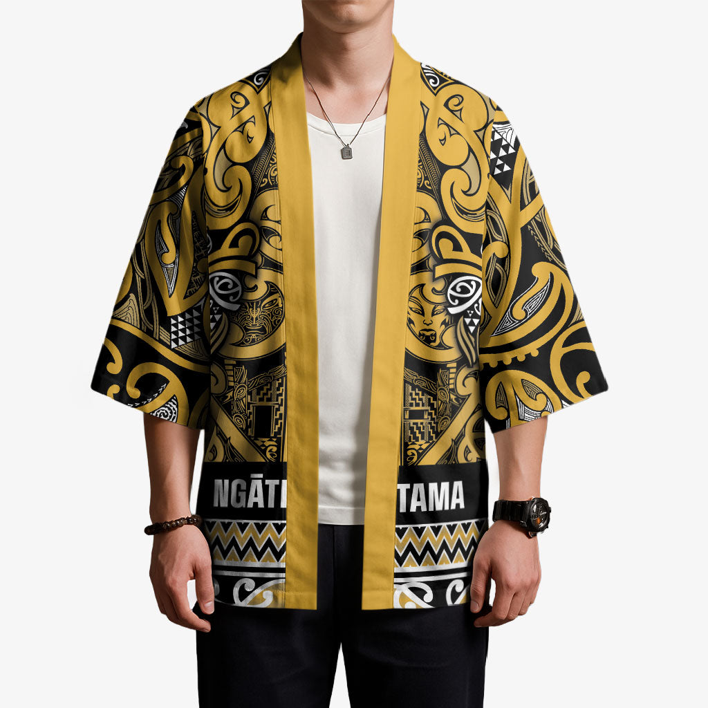 Aotearoa Iwi Ngāti Tama ki Te Waipounamu Trust Kimono Maori Wharenui House Tribal Pattern