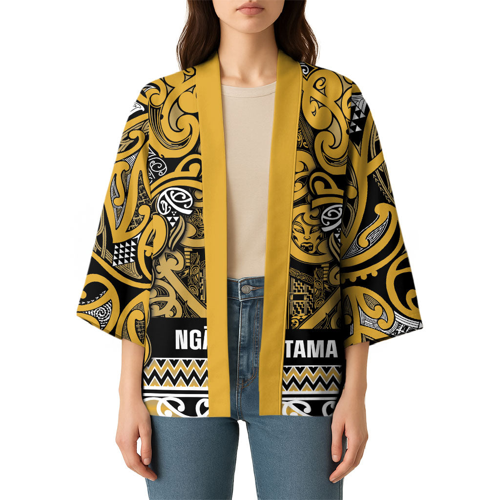 Aotearoa Iwi Ngāti Tama ki Te Waipounamu Trust Kimono Maori Wharenui House Tribal Pattern